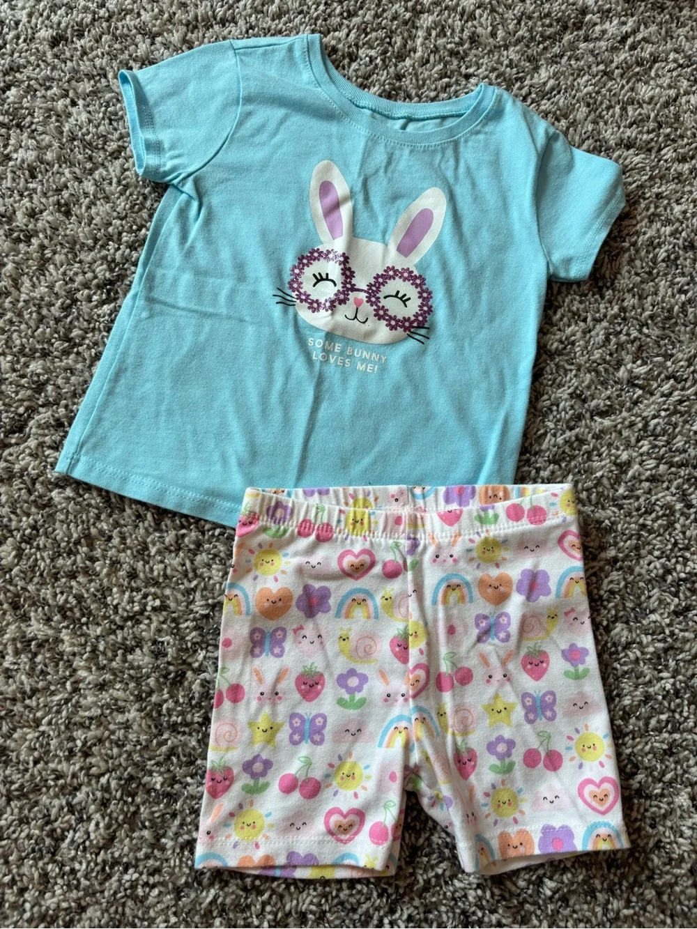 Garanimals Kids Bunny Print Blue Short Sleeve Matching Set